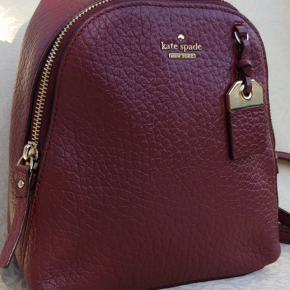 Kate Spade New York Mini Caden Carter Leather Women's Backpack Bag in Burgundy - Picture 6 of 16